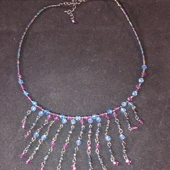 Avon Jewelry - Elegant Beaded Necklace in Blue and Purple